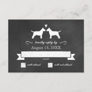Bull Terrier Silhouettes Wedding Reply RSVP Card