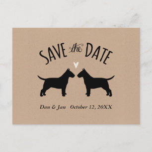 Bull Terrier Silhouettes Wedding Save the Date Announcement Postcard