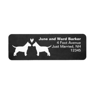Bull Terrier Silhouettes with Heart Return Address Return Address Label