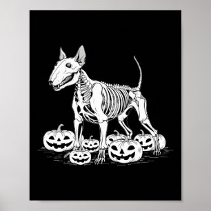 Bull Terrier Skeleton Birthday Halloween Mens Wome Poster