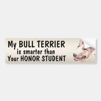 Bull Terrier - Smarter than student - funny Bumper Sticker