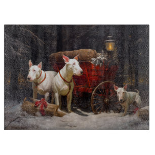 Bull Terrier Snowy Sleigh Christmas Decor  Cutting Board