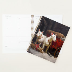 Bull Terrier Snowy Sleigh Christmas Decor  Planner