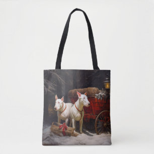 Bull Terrier Snowy Sleigh Christmas Decor Tote Bag