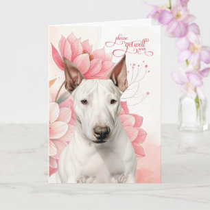 Bull Terrier Soft Pink Botanical Blooms Get Well Card