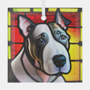 Bull Terrier "Stained Glass"  Glass Tree Decoration