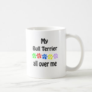 Bull Terrier Walks Design Coffee Mug