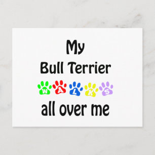 Bull Terrier Walks Design Postcard