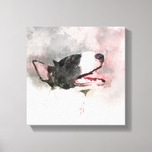 Bull Terrier watercolor painting canvas print