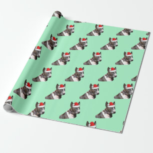 Bull Terrier wearing a Santa Hat Wrapping Paper