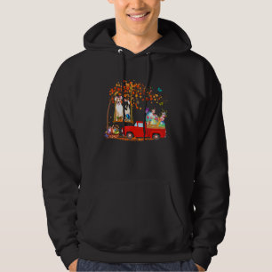 Bull Terrier Wearing Bunny Ear Red Truck With Eggs Hoodie