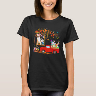 Bull Terrier Wearing Bunny Ear Red Truck With Eggs T-Shirt