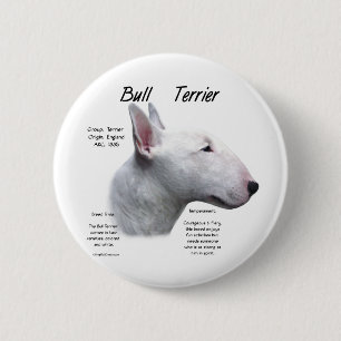 Bull Terrier (wht) History Design 6 Cm Round Badge