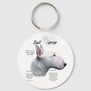 Bull Terrier (wht) History Design Key Ring