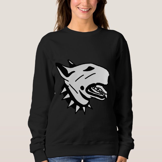 Bull Terrier With A Black Spiked Collar Sweatshirt (Front)