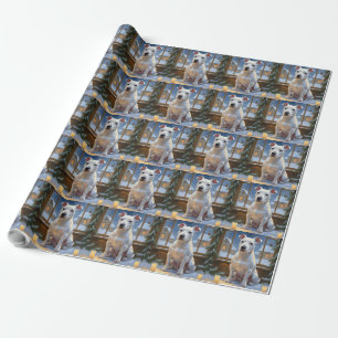 Bull Terrier with Christmas Lights Holiday Wrapping Paper