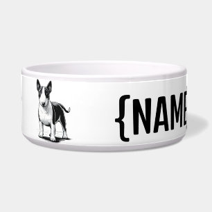 Bull Terrier with NAME Bowls