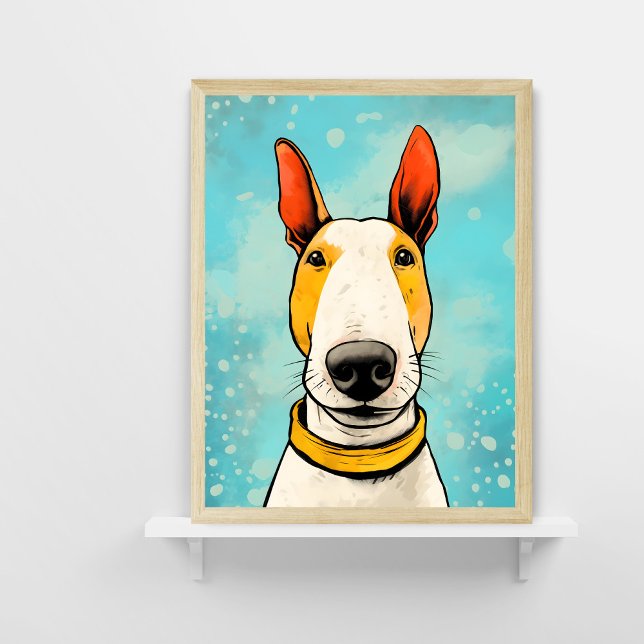 Bull Terrier with Yellow Collar Colourful Dog Poster (Creator Uploaded)