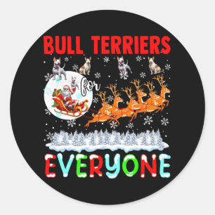 Bull Terriers For Everyone Xmas Owner Santa Sleigh Classic Round Sticker