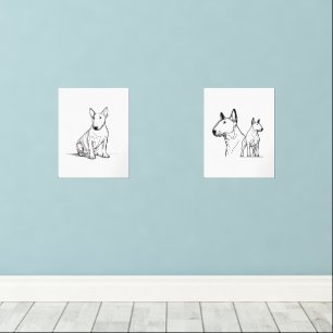Bull terriers lineart set of 2 posters