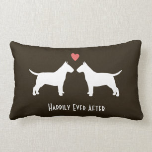 Bull Terriers Wedding Dogs with Text Lumbar Cushion