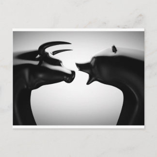 Bull vs Bear Black and white Postcard