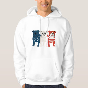 Bulldog 4th of July Dog Lover Men women USA Flag Hoodie