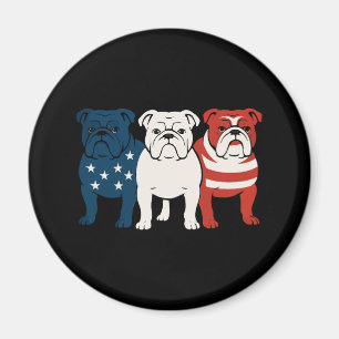 Bulldog 4th of July Dog Lover Men women USA Flag Magnet