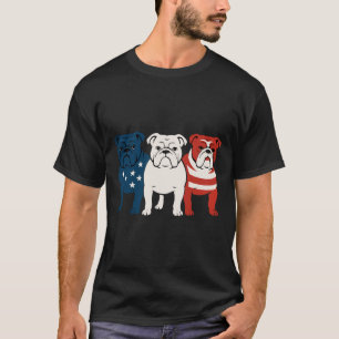Bulldog 4th of July Dog Lover Men women USA Flag T-Shirt