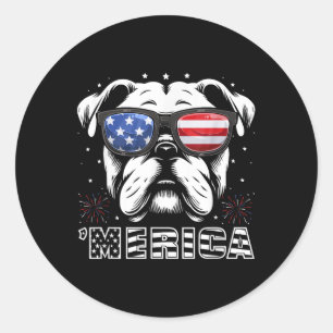 Bulldog 4th Of July Merica Patriotic Dog Tee Classic Round Sticker