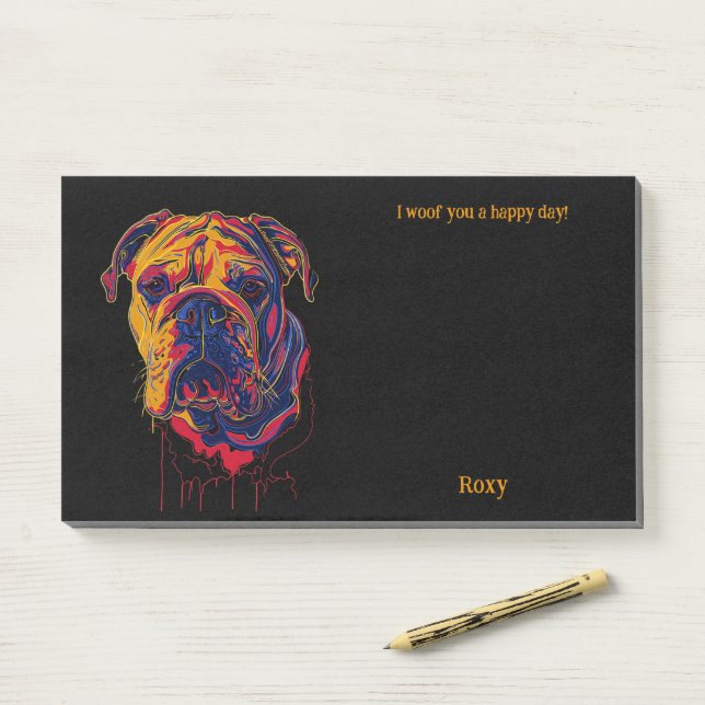 Bulldog Abstract Art Dog Name  Post-it Notes (On Desk)