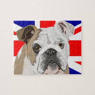 Bulldog against Union Jack Flag 110 Piece Jigsaw Puzzle