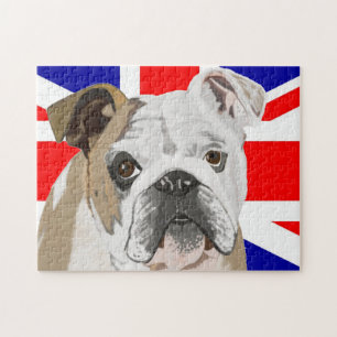 Bulldog against Union Jack Flag 252 Piece Jigsaw Puzzle