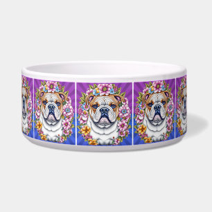 Bulldog and Whimsical Flowers