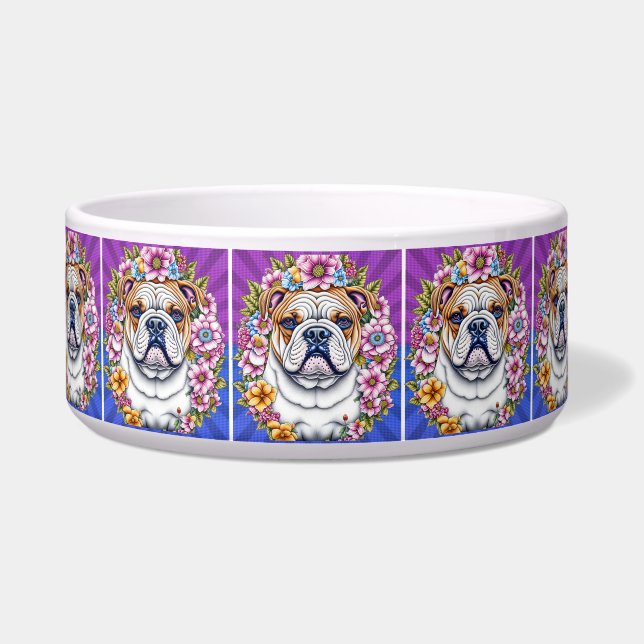 Bulldog and Whimsical Flowers (Front)