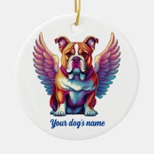 Bulldog Angel Dog Memorial Ornament