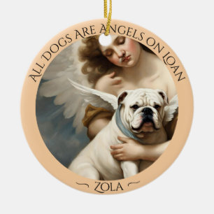 Bulldog Angel Personalised Memorial Ceramic Ornament