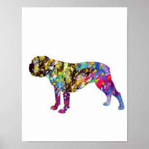 Bulldog Art Watercolor Portrait Poster