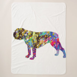 Bulldog Art Watercolor Portrait Sherpa Blanket