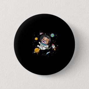 Bulldog Astronaut 6 Cm Round Badge