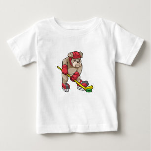 Bulldog at Ice hockey with Hockey stick Baby T-Shirt