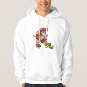 Bulldog at Ice hockey with Hockey stick Hoodie