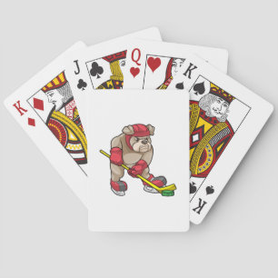 Bulldog at Ice hockey with Hockey stick Playing Cards