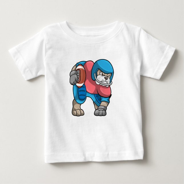 Bulldog at Sports with Football & Helmet Baby T-Shirt (Front)