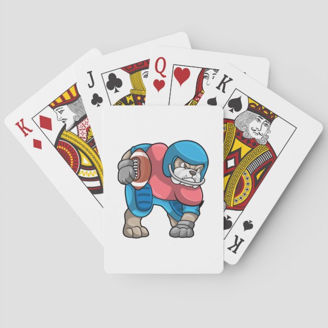 Bulldog at Sports with Football & Helmet Playing Cards (Back)