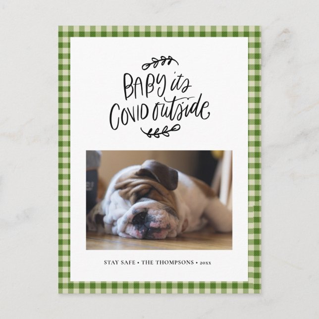BULLDOG | Baby its COVID Outside Cute Christmas Holiday Postcard (Front)