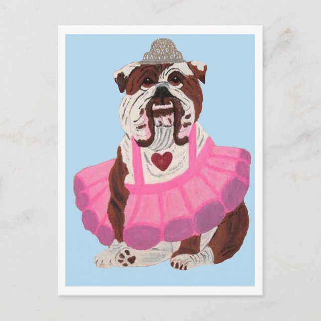 Bulldog Ballerina Postcard (Front)