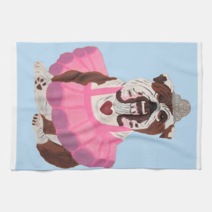 Bulldog Ballerina Tea Towel