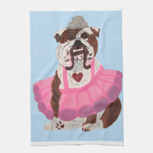 Bulldog Ballerina Tea Towel