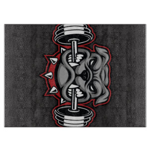 Bulldog Barbell Weight Training Bulldog Lover Gift Cutting Board
